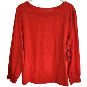 NWT Croft & Barrow Versatile Red Long Sleeved Scoop Neck Tee Blouse Size XXL